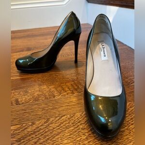 LK BENNETT Sledge Patent Leather‎ Platform Pumps Heels Court Green Luxury 38